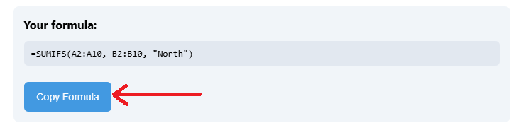 TextToFormula button to copy generated excel formula